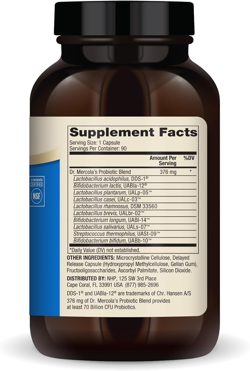 Dr. Mercola Complete Probiotics 70 Billion CFU 10 Strains 90 Capsules