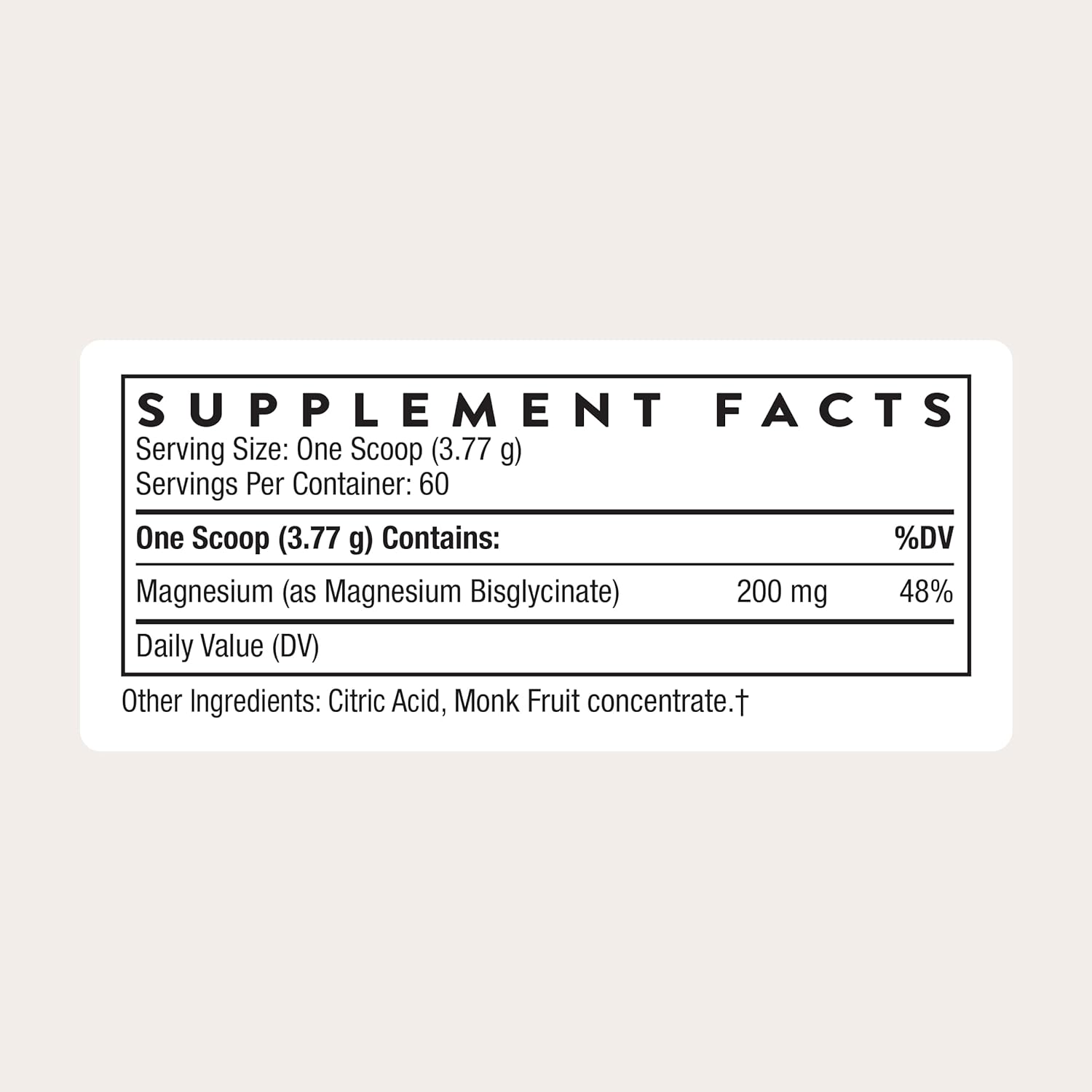 THORNE Magnesium Bisglycinate Powder Supplement NSF 60 Servings