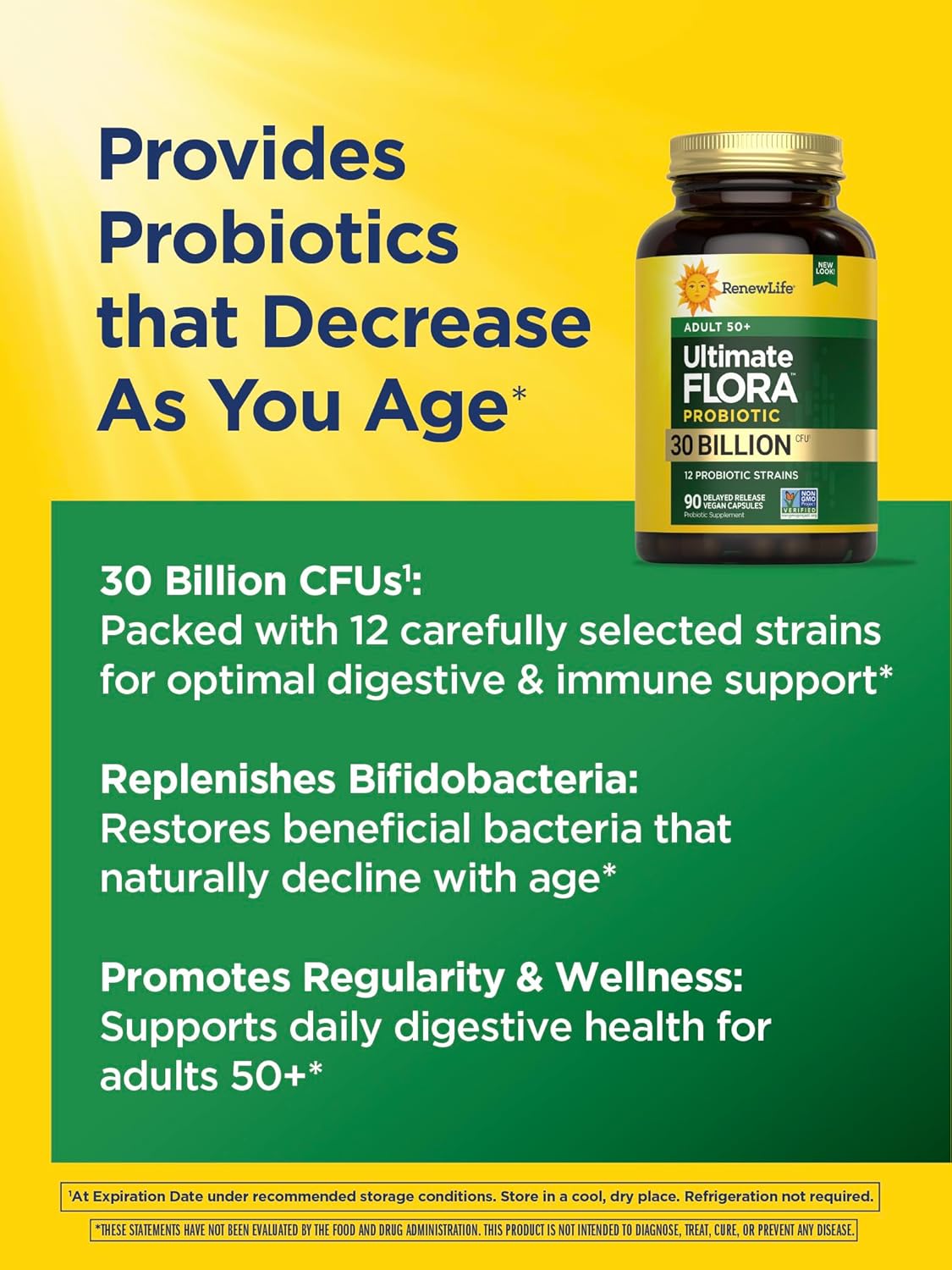 Renew Life Probiotic Adult 50 Plus Capsules 30 Billion CFU 90 Count