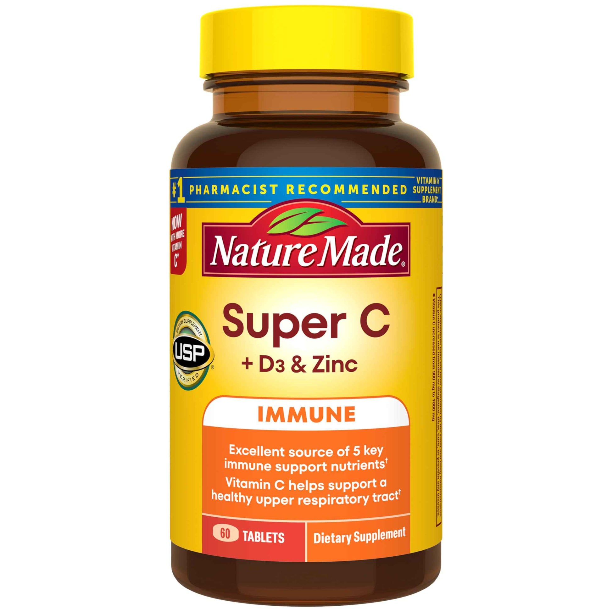 Nature Made Super C Tablets with Vitamin D3 and Zinc, Adult Vitamin C - 60 Tablets