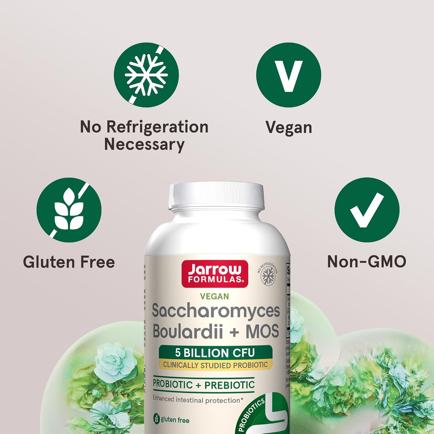 Jarrow Formulas Saccharomyces Boulardii + MOS Probiotic Capsules 5 Billion CFU
