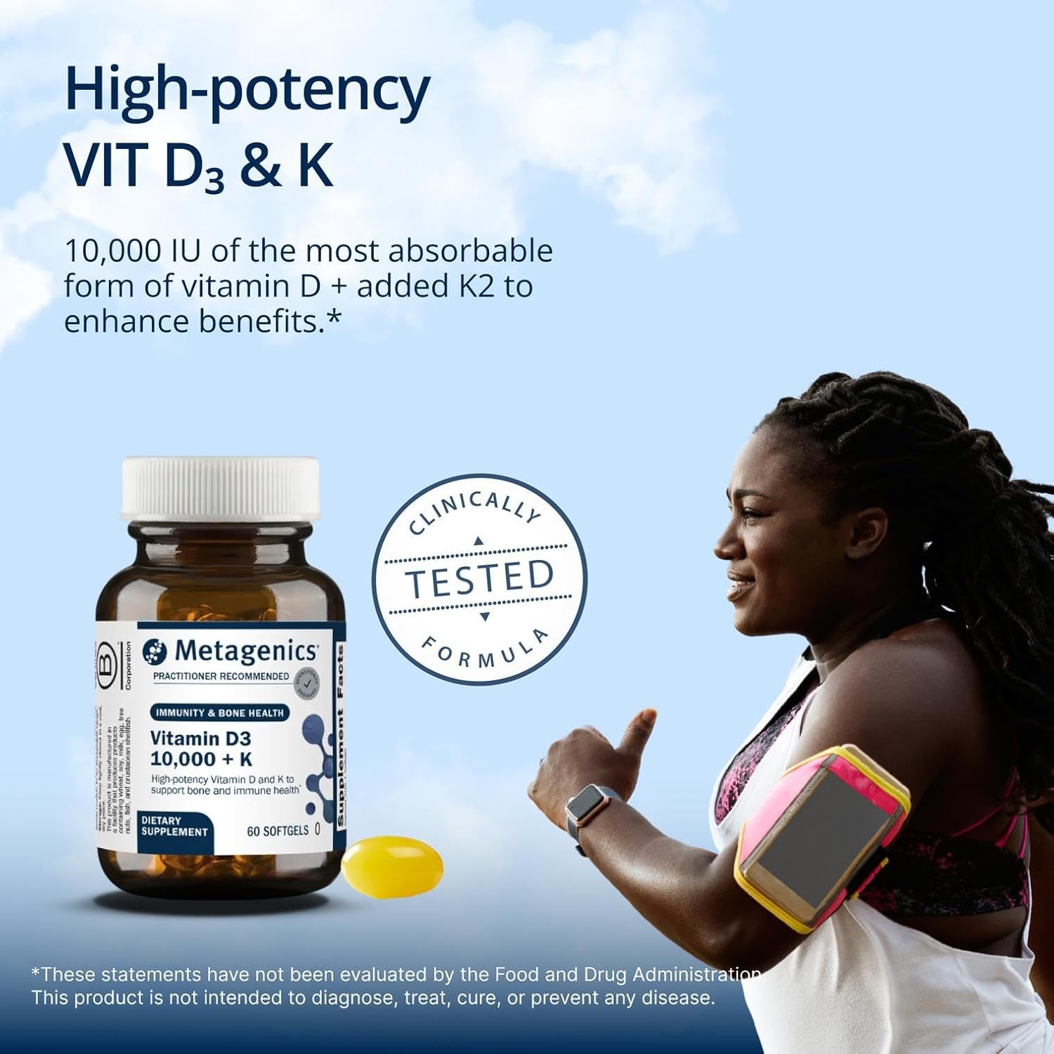Metagenics Vitamin D3 and K2 10,000 IU MK-7 Softgels