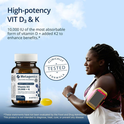 Metagenics Vitamin D3 and K2 10,000 IU MK-7 Softgels