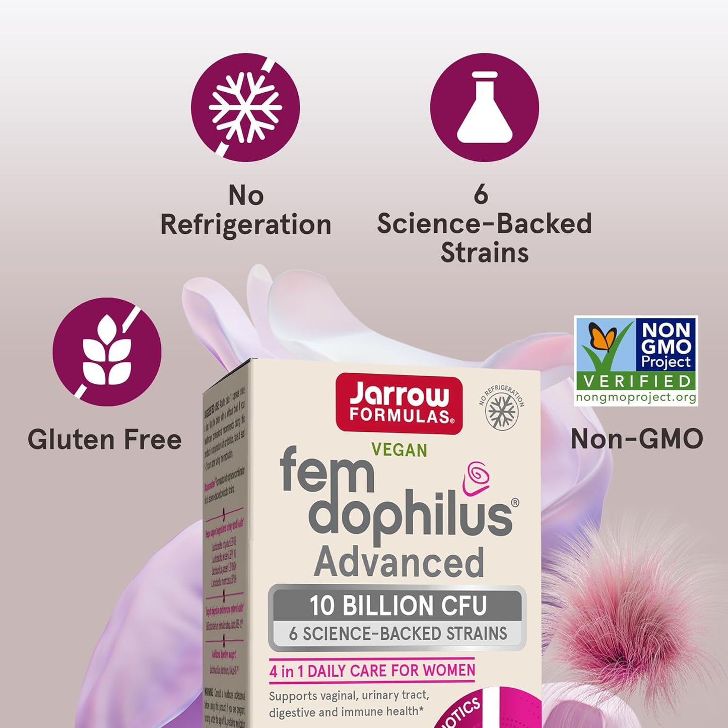 Jarrow Formulas Fem-Dophilus Advanced Probiotics 10 Billion CFU 30 Capsules