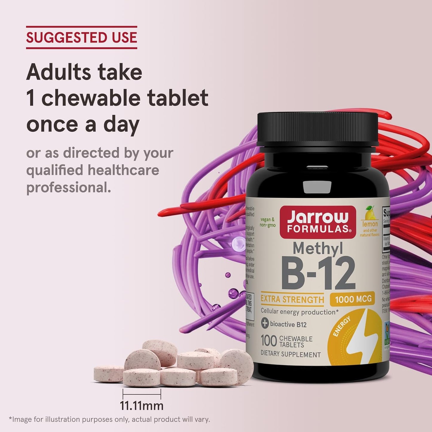 Jarrow Formulas Methyl B-12 1000mcg Chewable Tablets Lemon 100ct