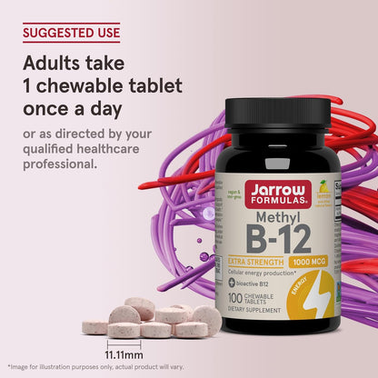 Jarrow Formulas Methyl B-12 1000mcg Chewable Tablets Lemon 100ct