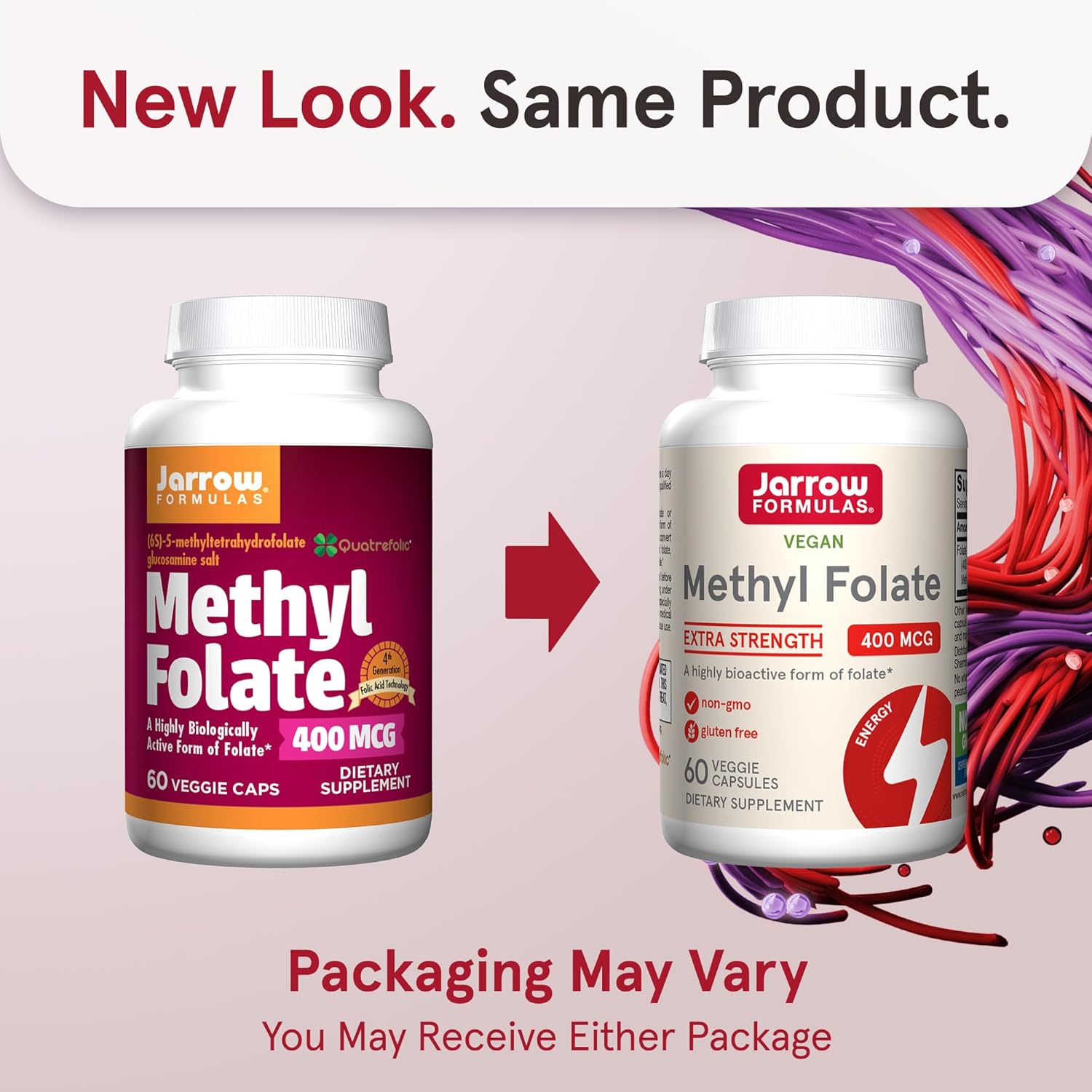 Jarrow Formulas Extra Strength Methyl Folate 400 mcg 60 Veggie Capsules