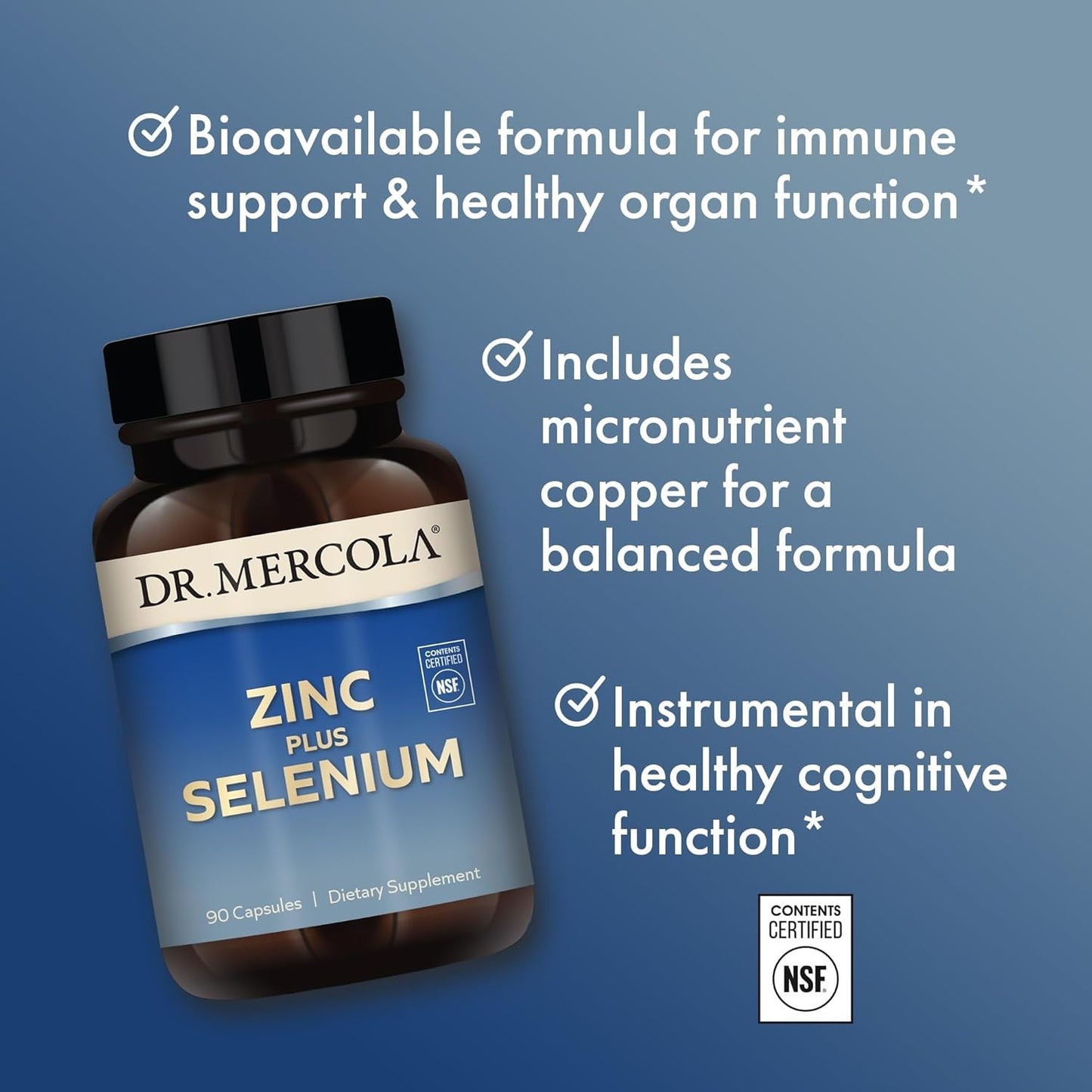 Dr. Mercola Zinc Plus Selenium Mineral Blend Supplement 90 Capsules