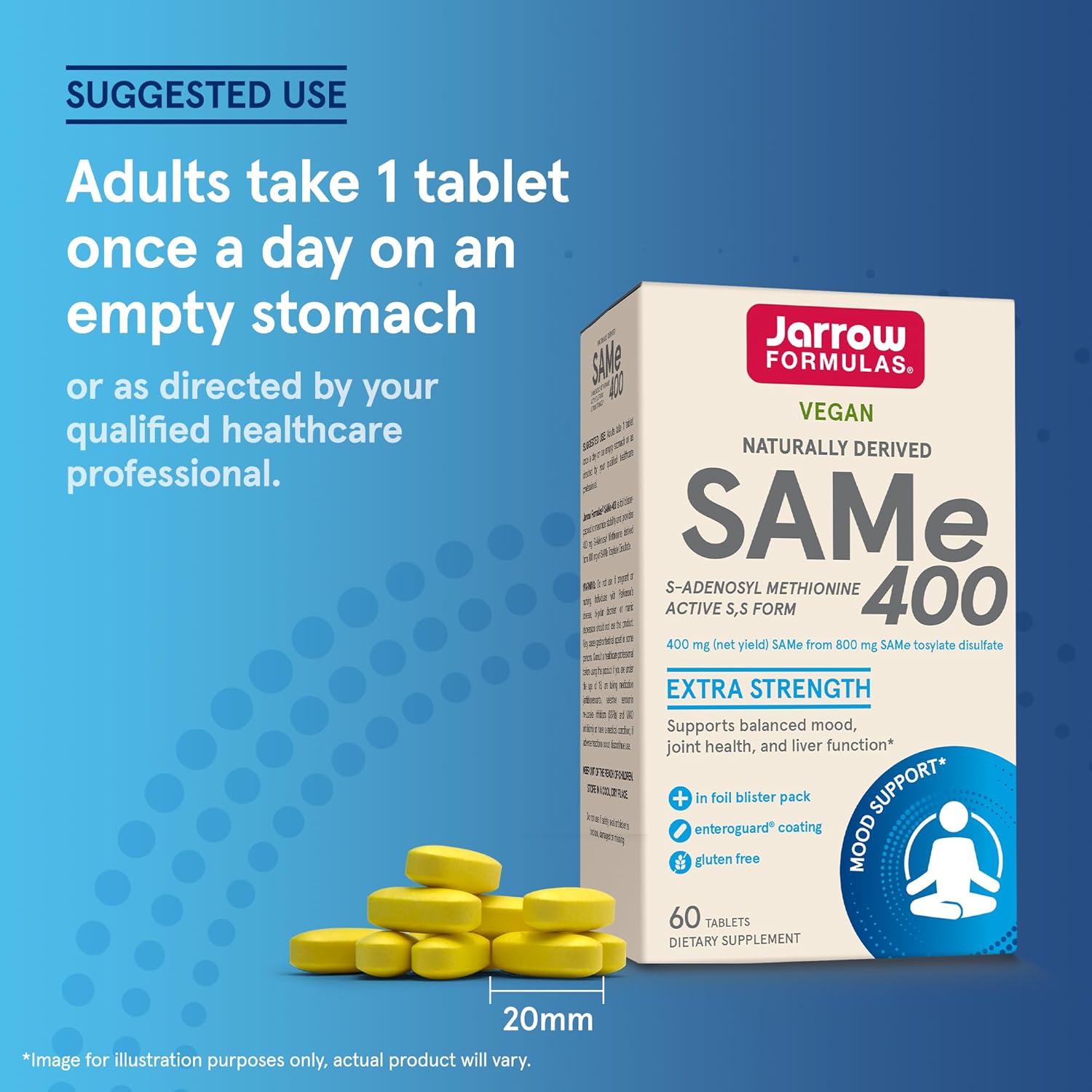 Jarrow Formulas SAMe 400 mg Supplement Tablets 60 Count