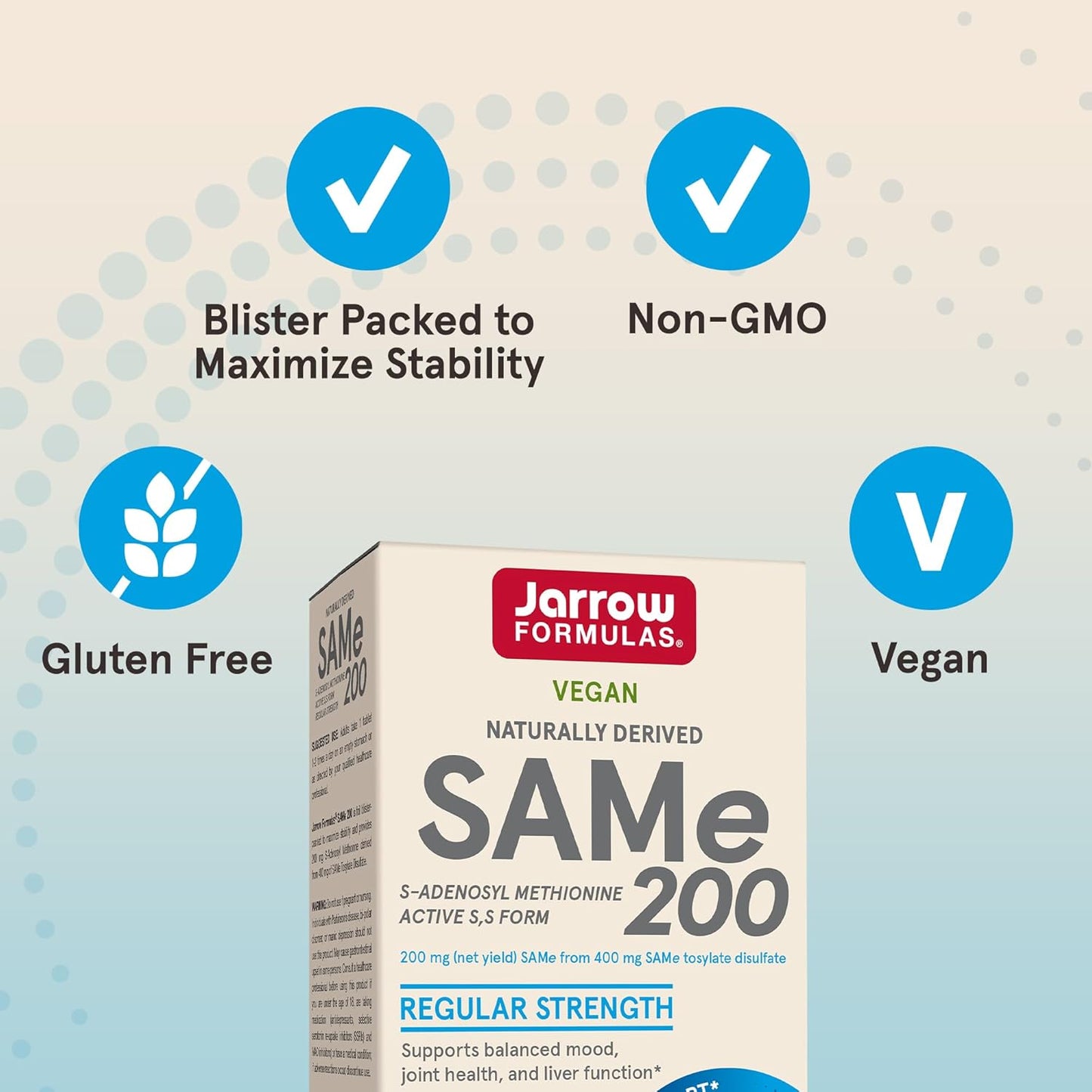 Jarrow Formulas SAMe 200 mg Dietary Supplement 60 Tablets