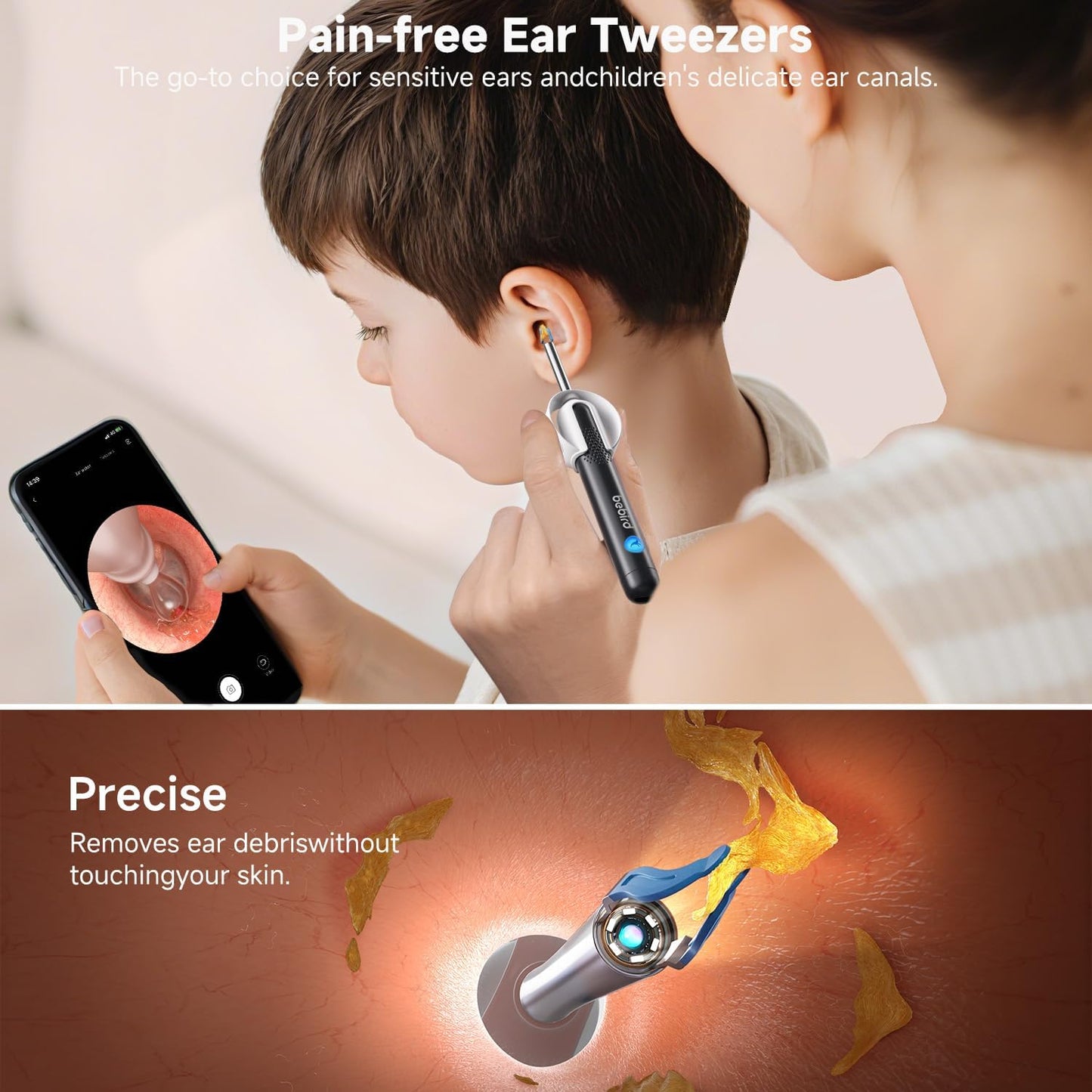 BEBIRD R1 Ultra Wireless Otoscope Ear Wax Removal Tool Camera with Tweezers