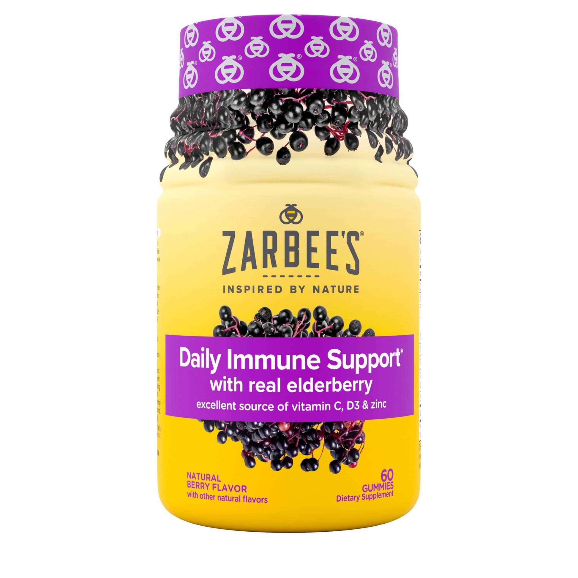 Zarbee’s Daily Immune Support Gummies with Real Elderberry, Vitamins A - 60 Ct