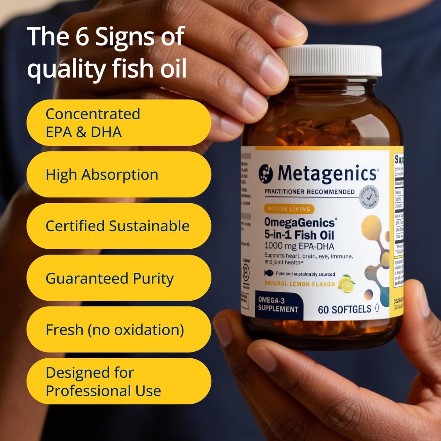 Metagenics OmegaGenics Omega-3 Fish Oil 1000mg EPA DHA 60 Count