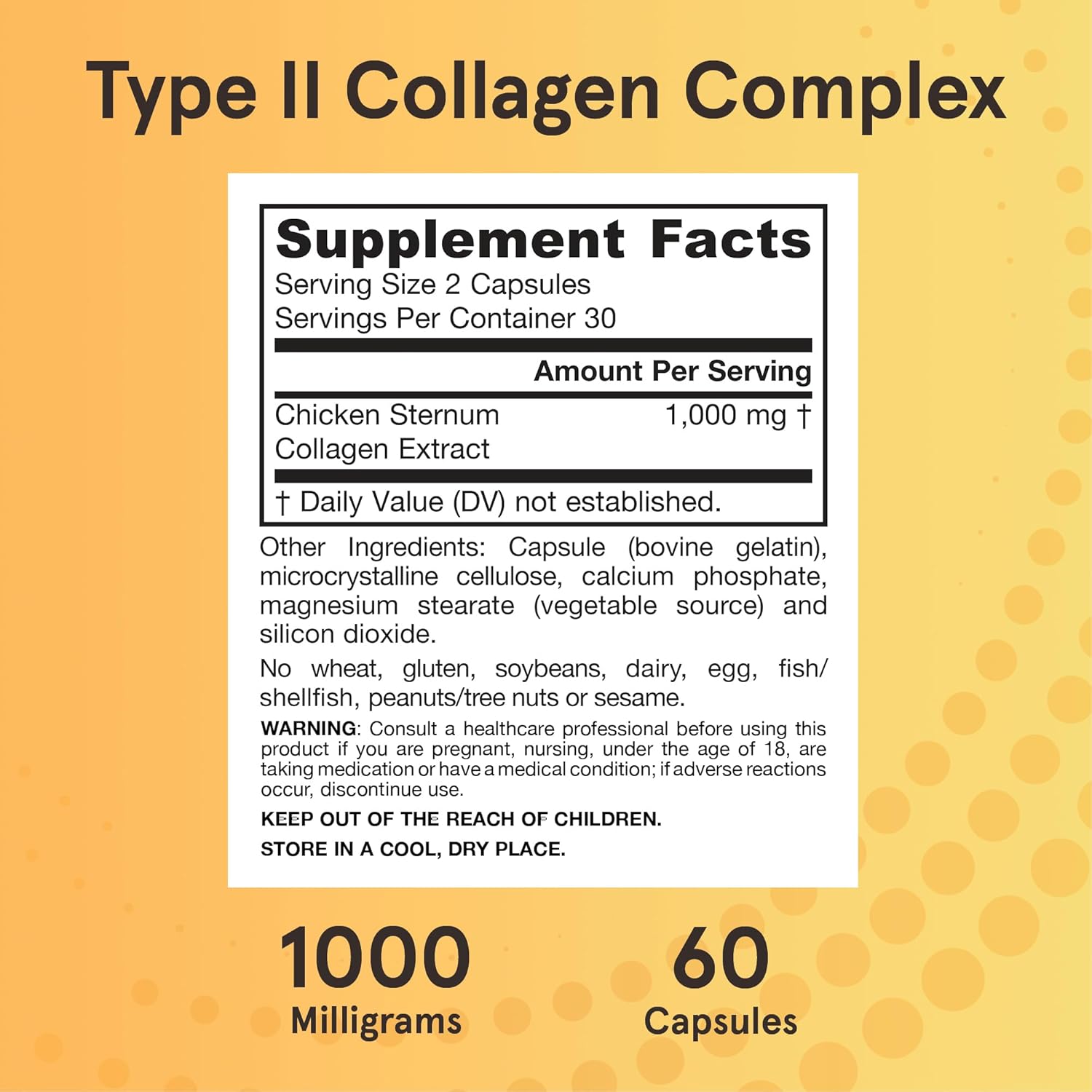 Jarrow Formulas Type II Collagen Complex 1000 mg 60 Capsules