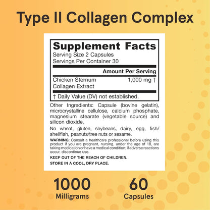 Jarrow Formulas Type II Collagen Complex 1000 mg 60 Capsules