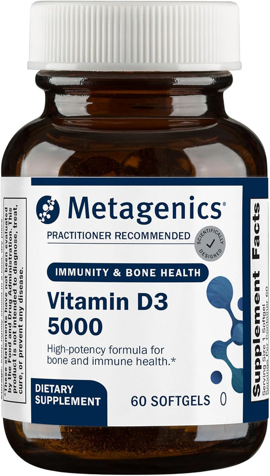 Metagenics Vitamin D3 5000 IU Supplement 125 mcg Cholecalciferol 60 Count
