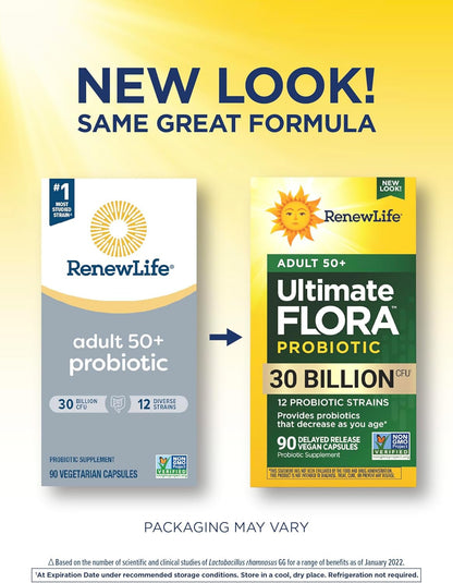 Renew Life Probiotic Adult 50 Plus Capsules 30 Billion CFU 90 Count