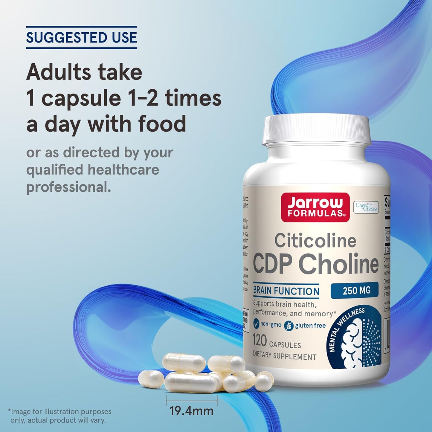 Jarrow Formulas Citicoline CDP 250mg Brain Health Supplement 120 Capsules
