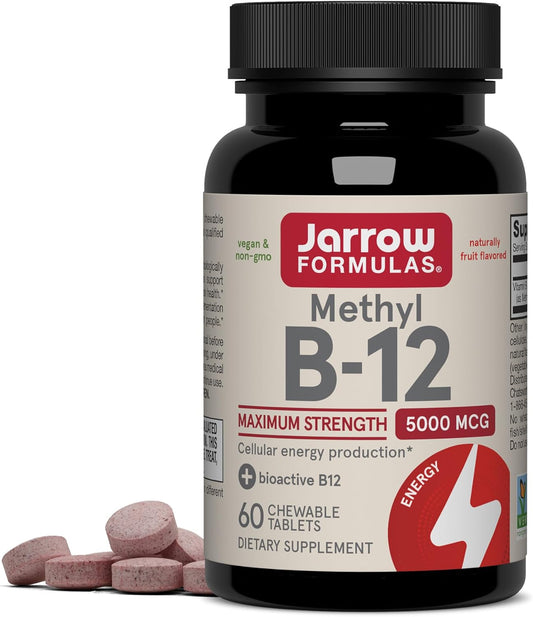 Jarrow Formulas Maximum Strength Methyl B-12 5000mcg Chewable Tablets 60 Count