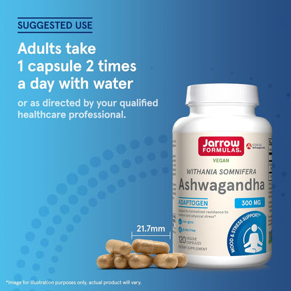 Jarrow Formulas KSM-66 Ashwagandha 300 mg Capsules 120 Count
