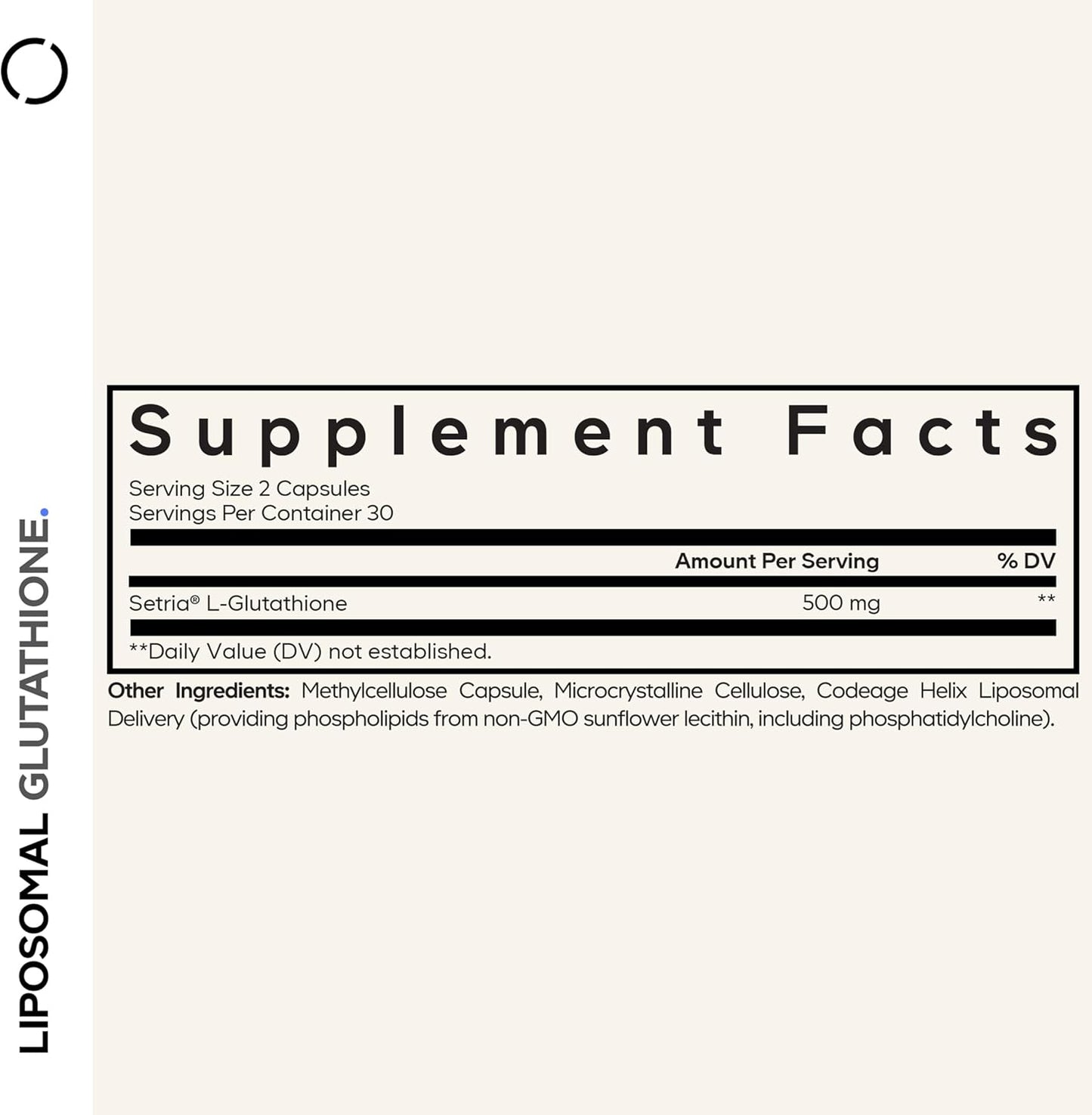 Codeage Liposomal Glutathione Supplement - Pure Reduced Setria L-Glutathione, Liposomal Delivery, Phospholipid Complex - Encapsulated Glutathione Powder Pills - Vegan, Non-GMO - 60 Capsules