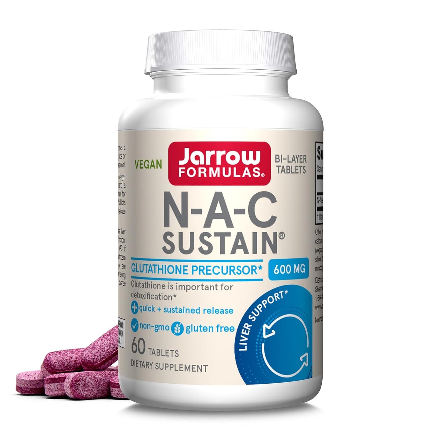 Jarrow Formulas N-A-C Sustain 600 Mg Dietary Supplement 60 Tablets