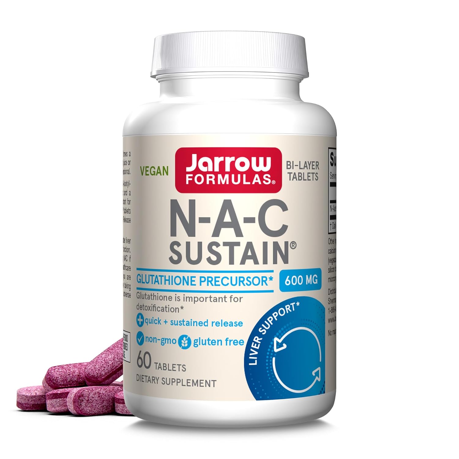 Jarrow Formulas N-A-C Sustain 600 Mg Dietary Supplement 60 Tablets