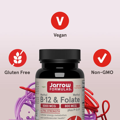 Jarrow Formulas Methyl B-12 & Methyl Folate Chewable Supplement 60 Count
