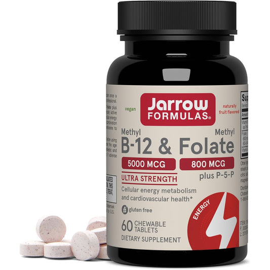 Jarrow Formulas Methyl B-12 & Methyl Folate Chewable Supplement 60 Count
