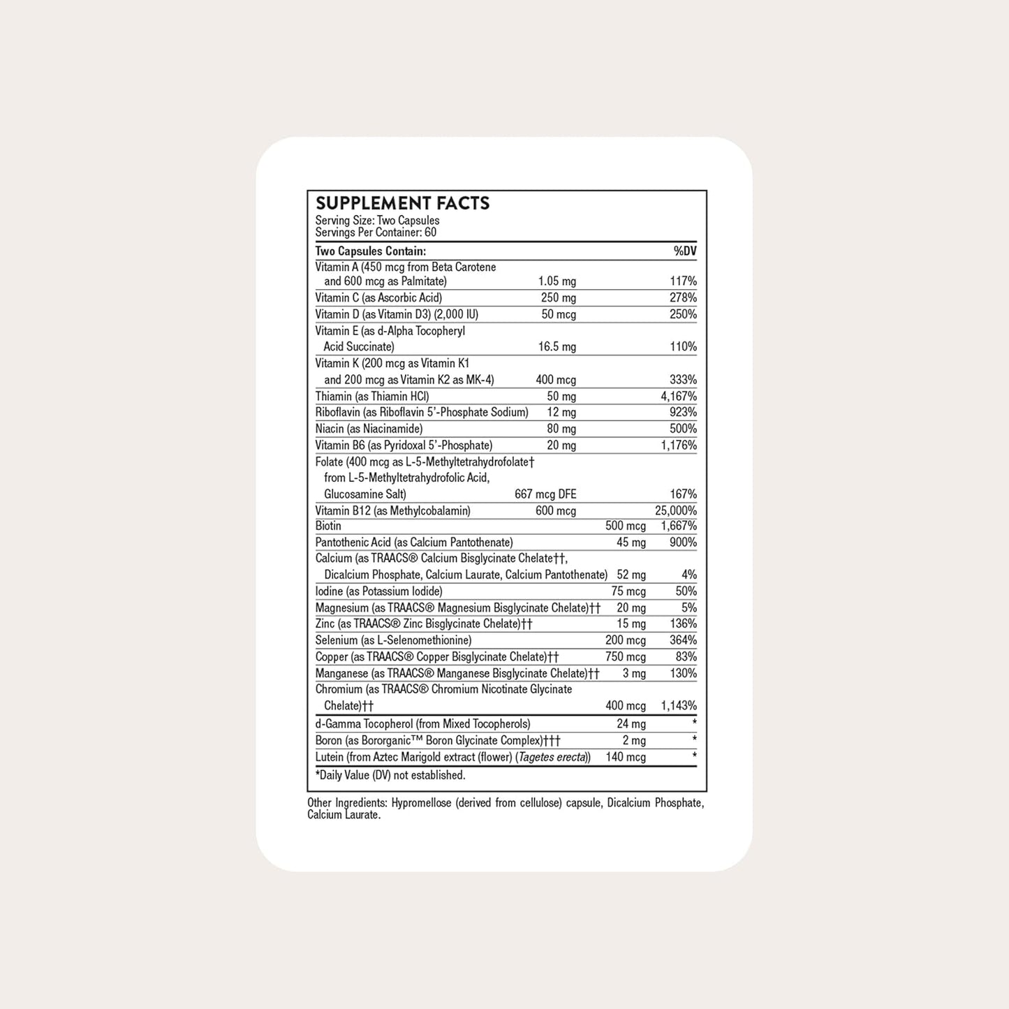 Thorne Basic Nutrients 2/Day Multivitamin 120 Capsules