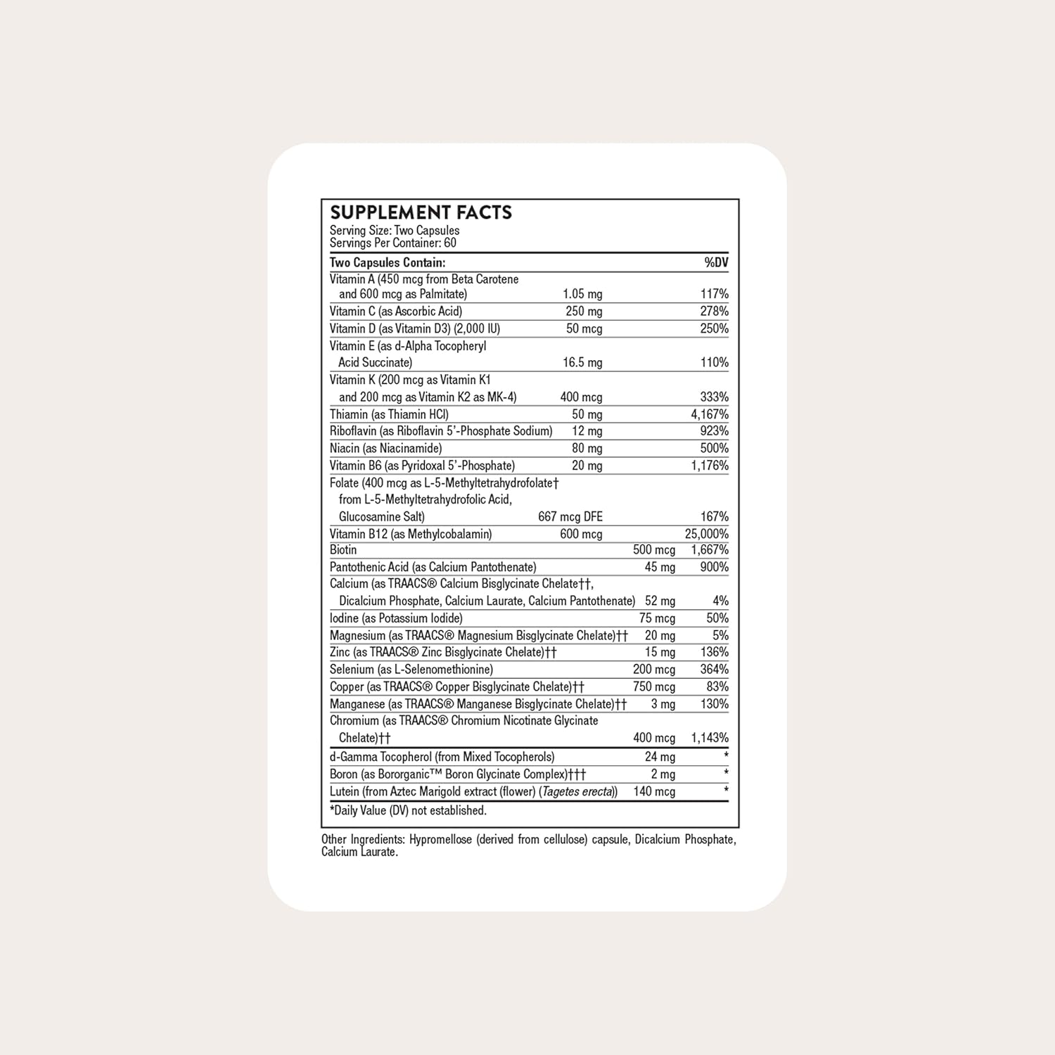 Thorne Basic Nutrients 2/Day Multivitamin 120 Capsules
