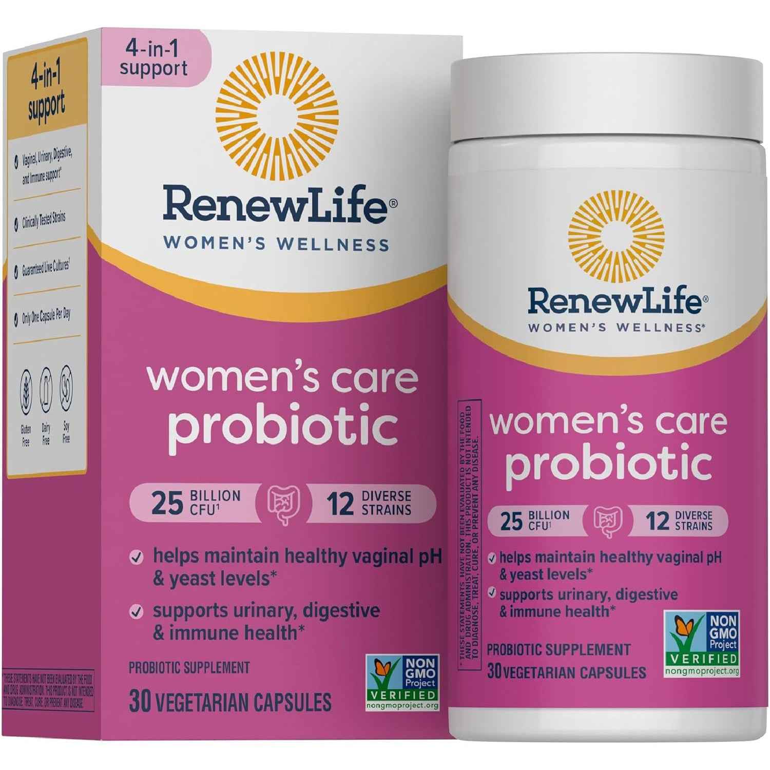 Renew Life Probiotics for Women, 25 Billion CFU Guaranteed, Probiotic Supplement for Digestive, Vaginal & Immune Health, Shelf Stable, Soy, Dairy & Gluten Free, 30 Capsules