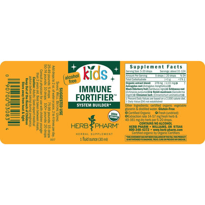 Herb Pharm Kids Immune Fortifier Organic Immunity Supplement with Elderberry & Echinacea 1 oz