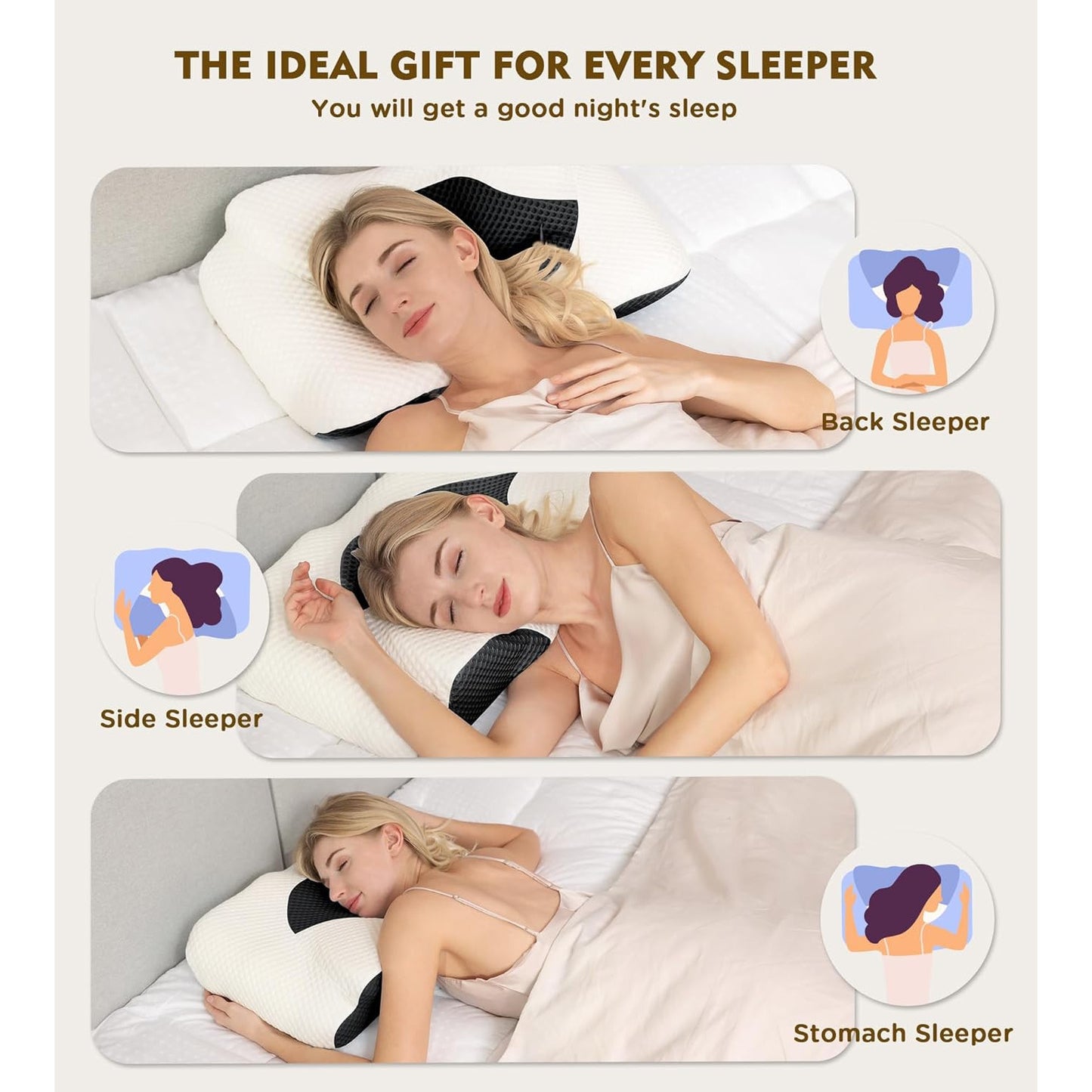 Osteo Cervical Pillow for Neck Pain Relief Memory Foam with Cooling Case