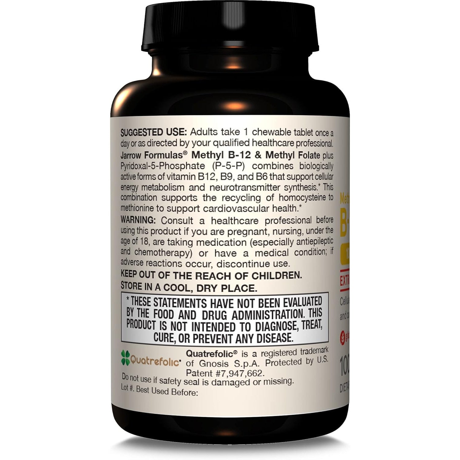 Jarrow Formulas Methyl B-12 & Methyl Folate 100 Chewable Tablets