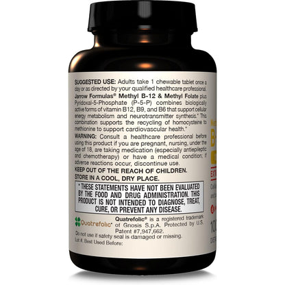 Jarrow Formulas Methyl B-12 & Methyl Folate 100 Chewable Tablets