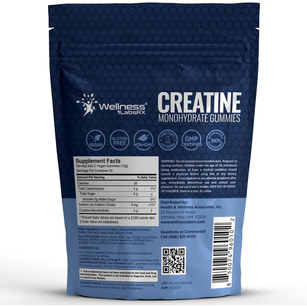 Creatine Gummies for Women & Men 5g Creatine Monohydrate Muscle Strength and Recovery Support 30 Servings