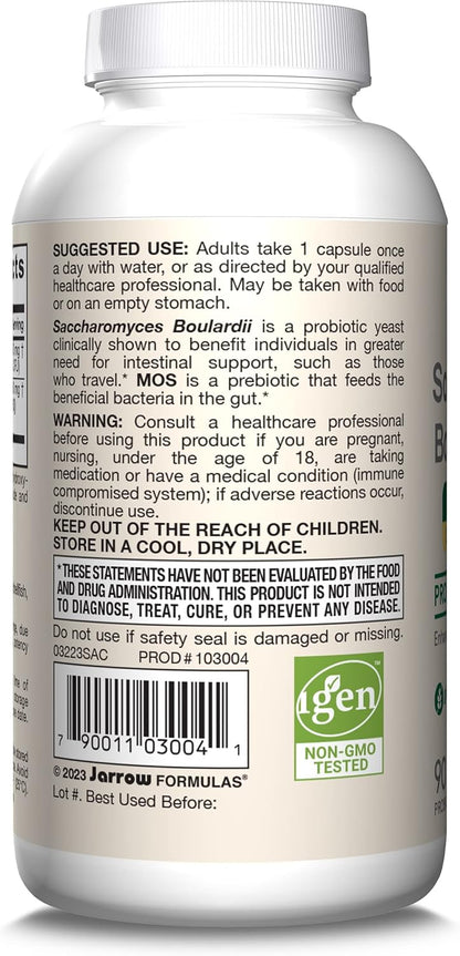 Jarrow Formulas Saccharomyces Boulardii + MOS Probiotic Capsules 5 Billion CFU