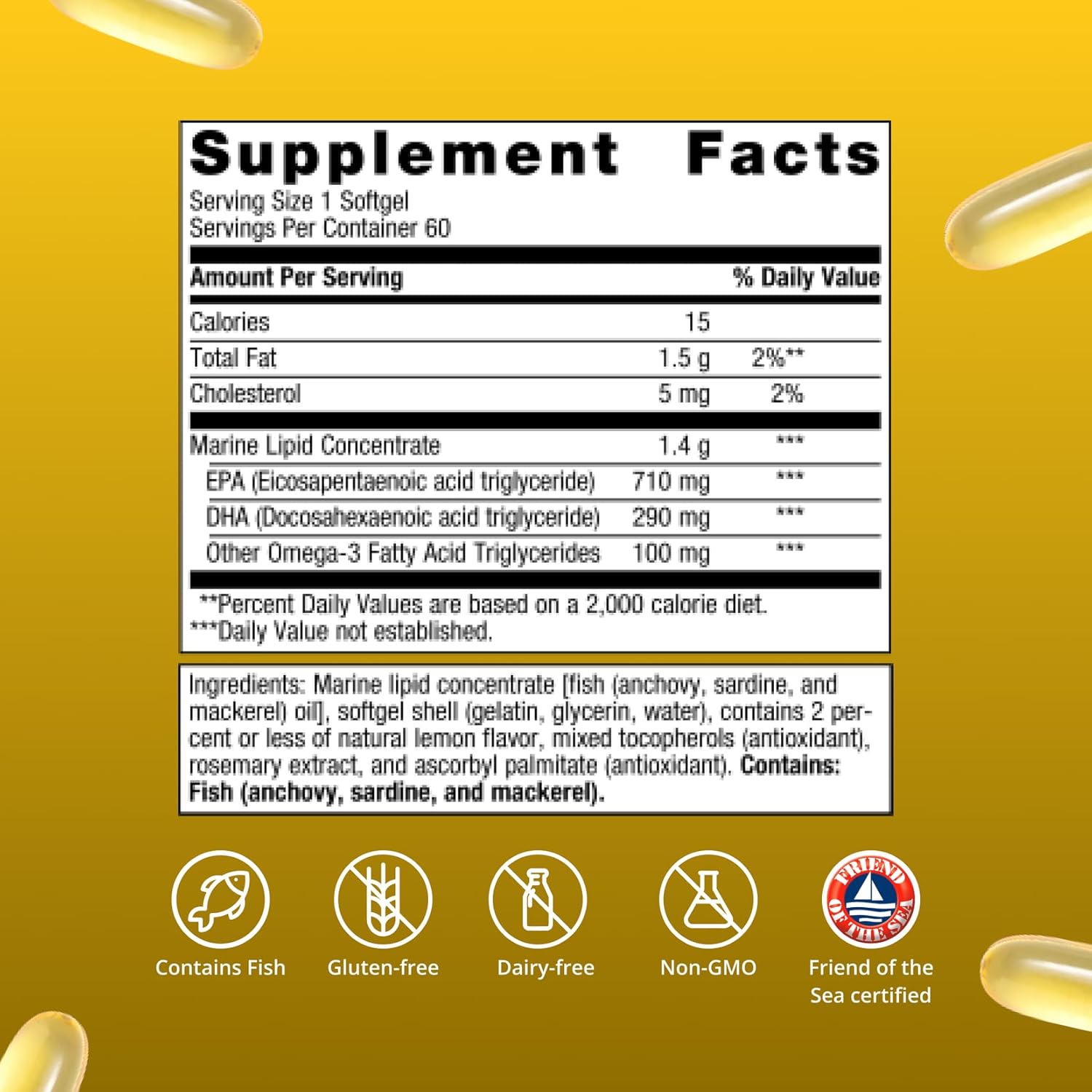 Metagenics OmegaGenics Omega-3 Fish Oil 1000mg EPA DHA 60 Count