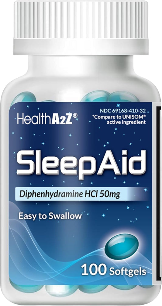 HealthA2Z Sleep Aid Diphenhydramine Softgels 50mg 100 Count