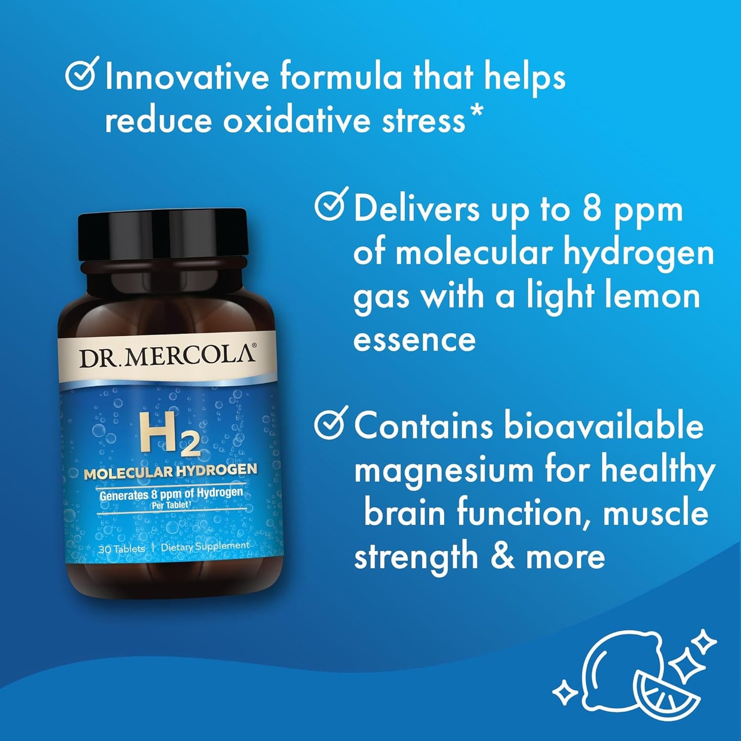 Dr. Mercola H2 Molecular Hydrogen Supplement Tablets 30 Count