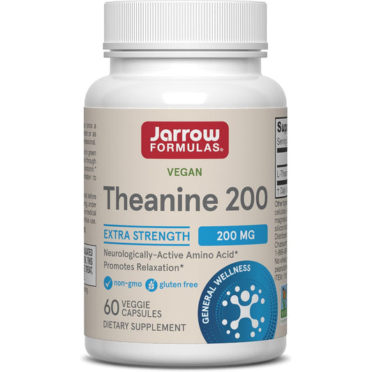 Jarrow Formulas Extra Strength L-Theanine 200mg Relaxation Supplement 60 Capsules