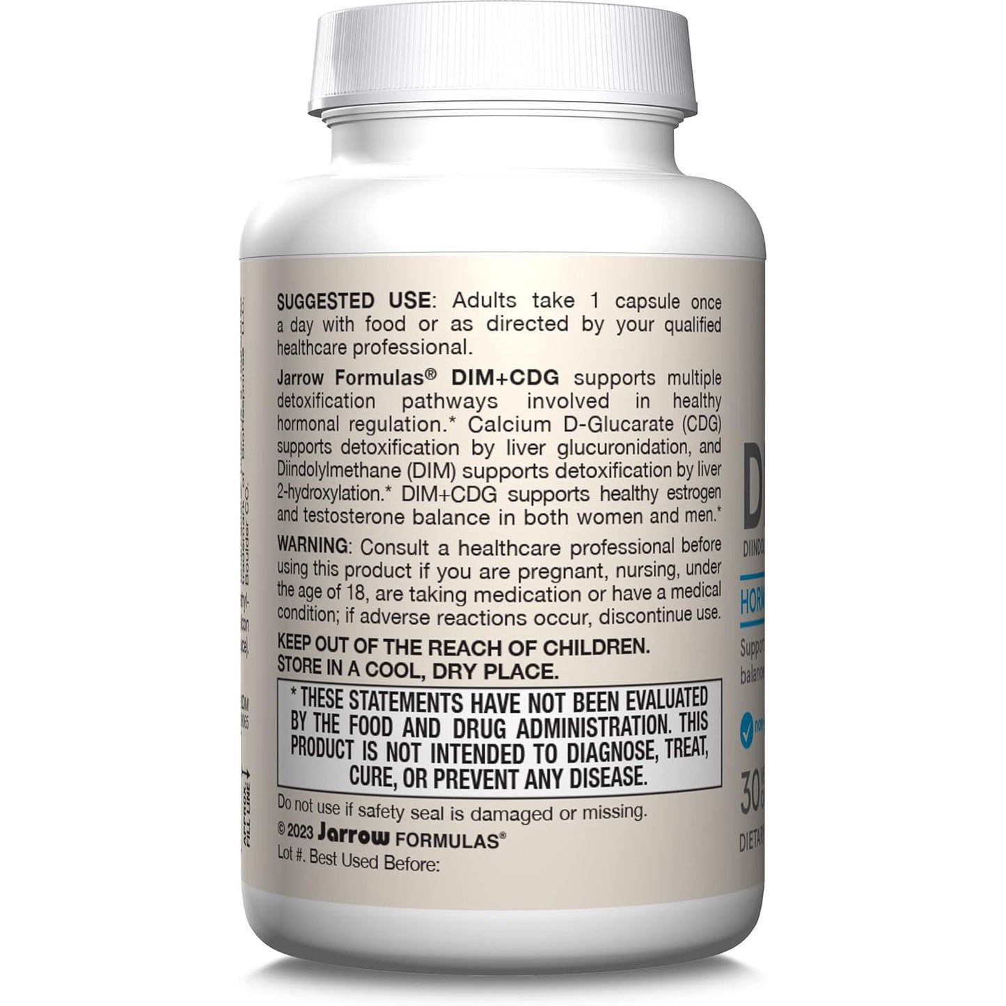 Jarrow Formulas DIM Plus CDG Veggie Capsules Hormone Balance Supplement 30 Count