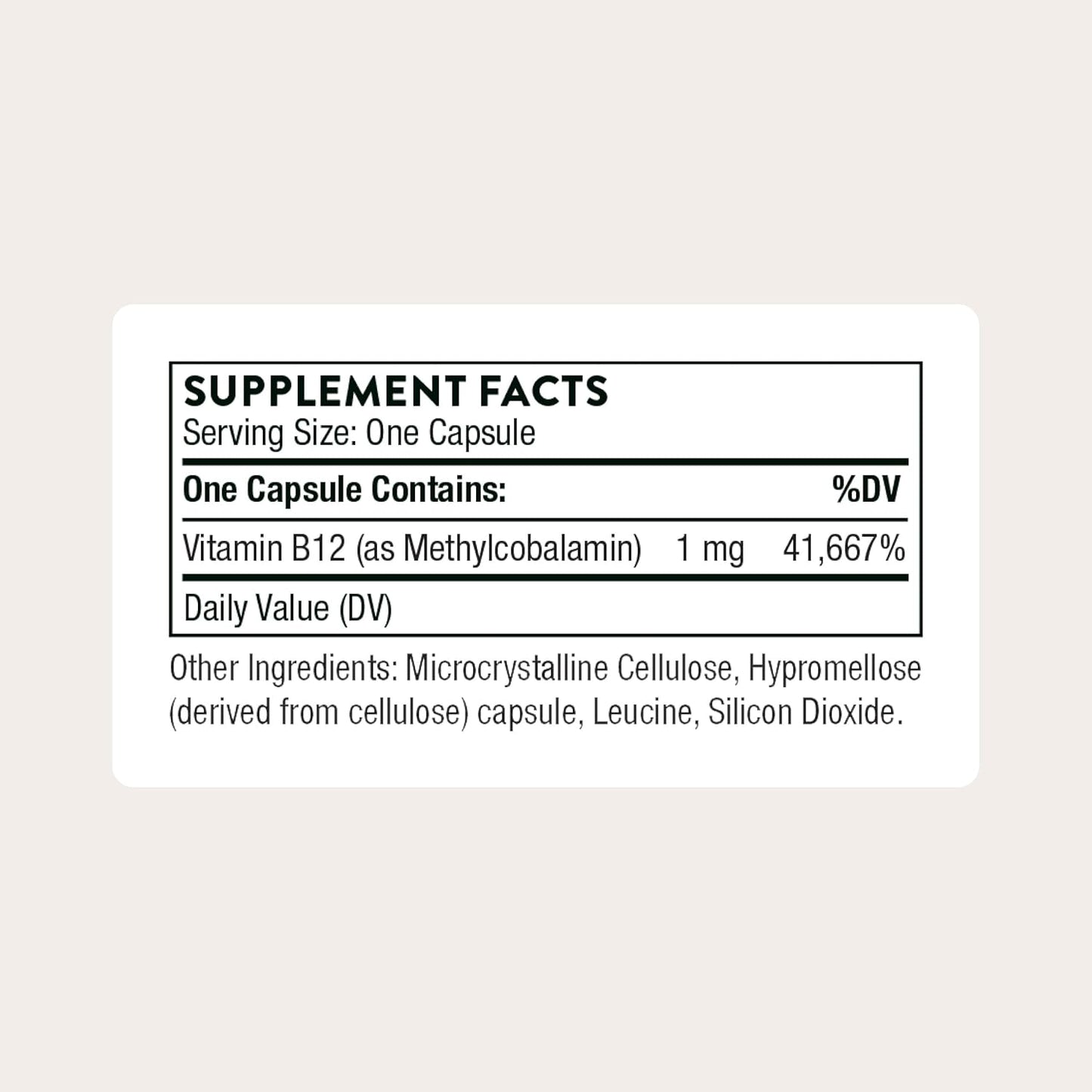 THORNE Vitamin B12 Methylcobalamin Supplement 60 Capsules