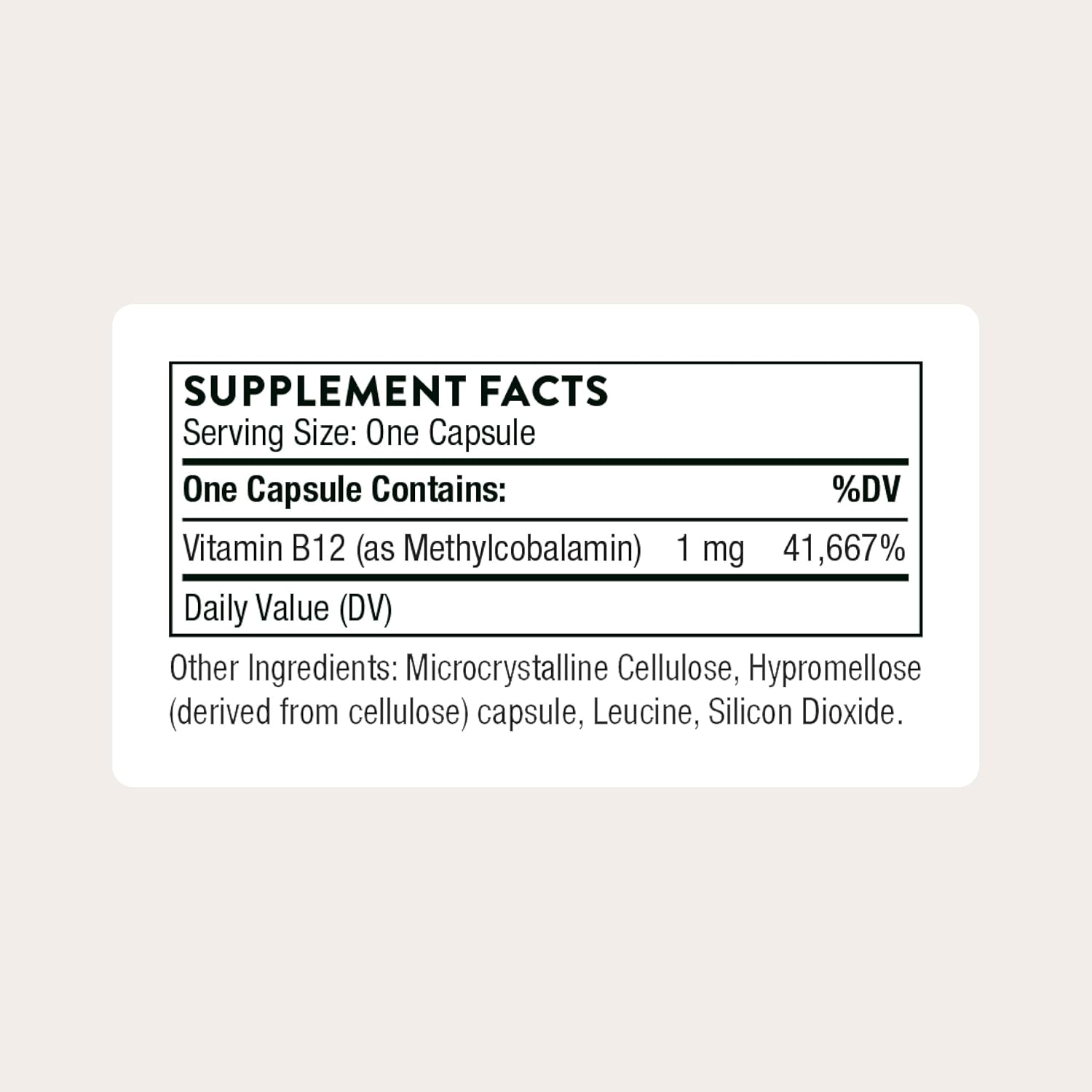THORNE Vitamin B12 Methylcobalamin Supplement 60 Capsules