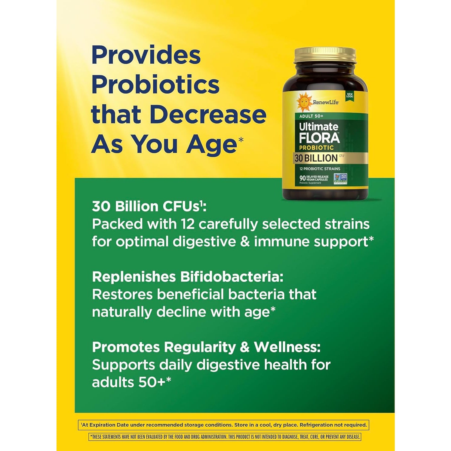 Renew Life Probiotic Adult 50 Plus Capsules 30 Billion CFU 90 Count