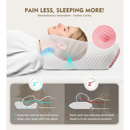 Osteo Cervical Pillow for Neck Pain Relief, Hollow Design Memory Foam with Cooling Case
