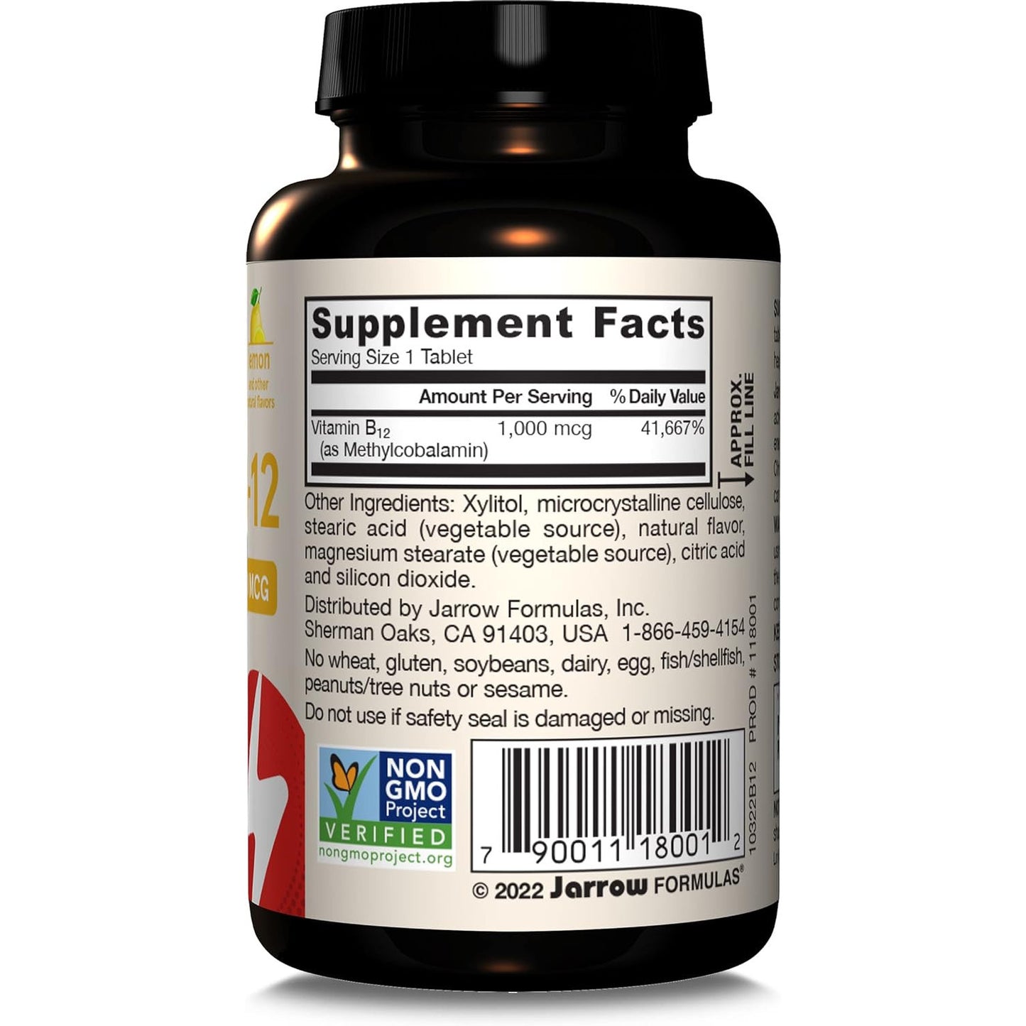 Jarrow Formulas Methyl B-12 1000mcg Chewable Tablets Lemon 100ct