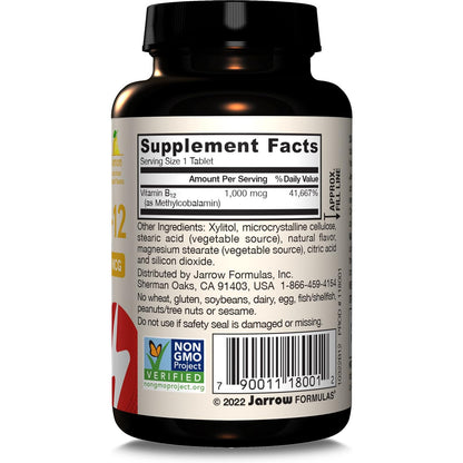 Jarrow Formulas Methyl B-12 1000mcg Chewable Tablets Lemon 100ct