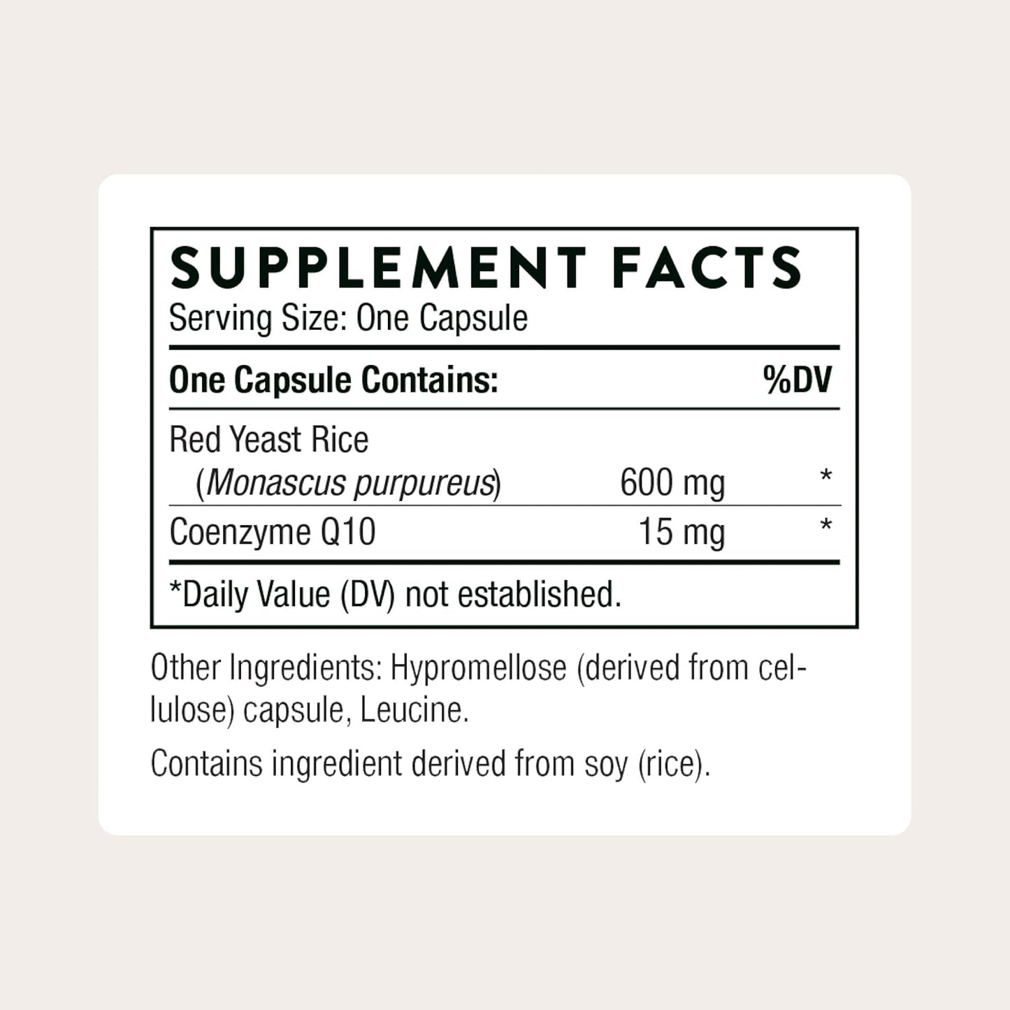Thorne Red Yeast Rice Plus CoQ10 Supplement 120 Capsules